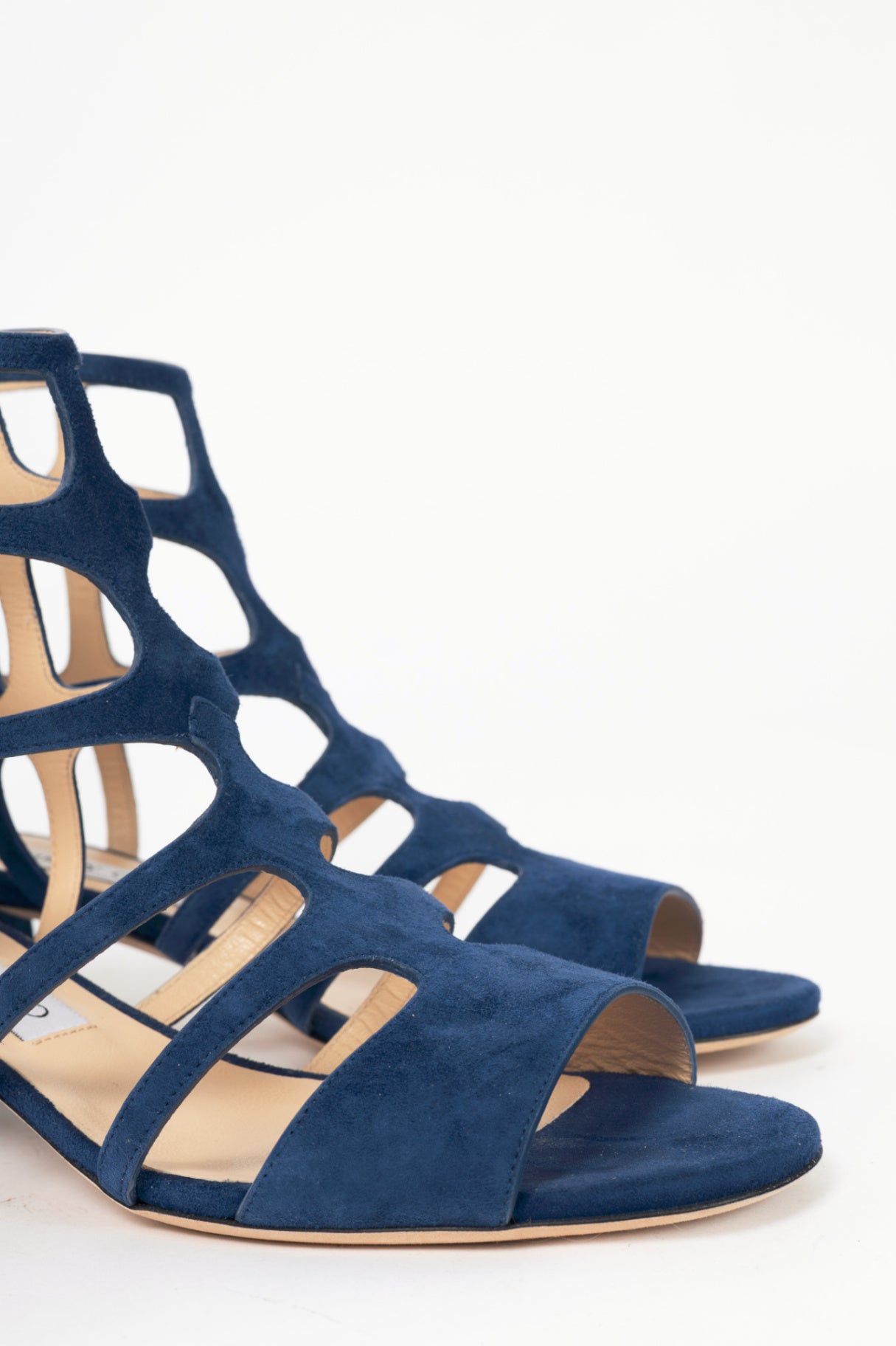 Jimmy Choo Ren 35 Pacific Suede Cage Sandals