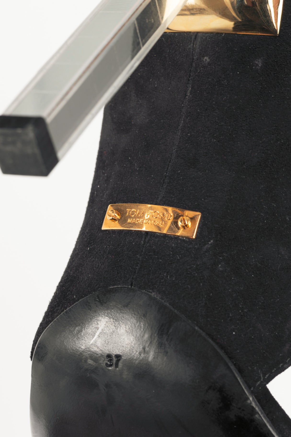 Tom Ford SS14 Runway Black Suede Mirror-Heel Sandals