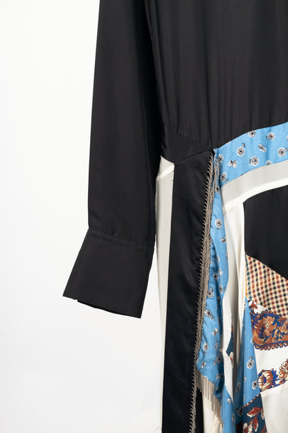 3.1 Phillip Lim Black Silk-Satin Patchwork Shirt Dress