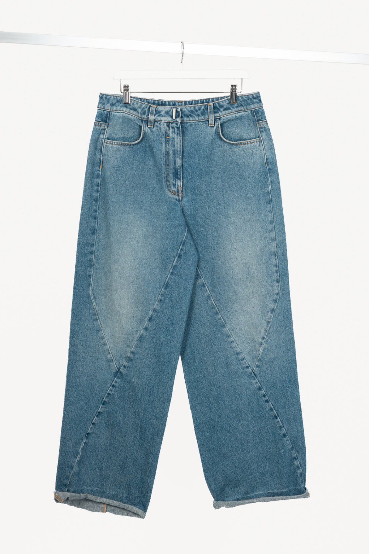 Givenchy Blue Oversized Stitched-Detail Jeans