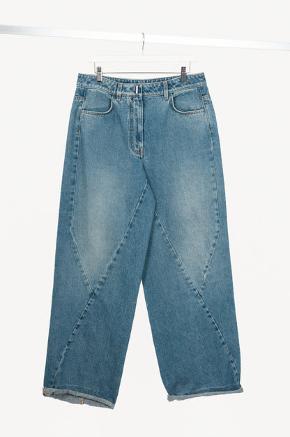 Givenchy Blue Oversized Stitched-Detail Jeans