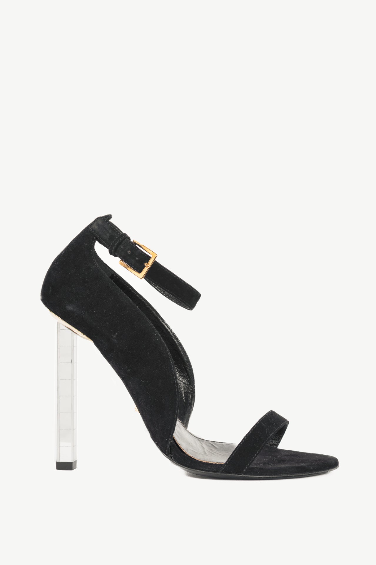 Tom Ford SS14 Runway Black Suede Mirror-Heel Sandals