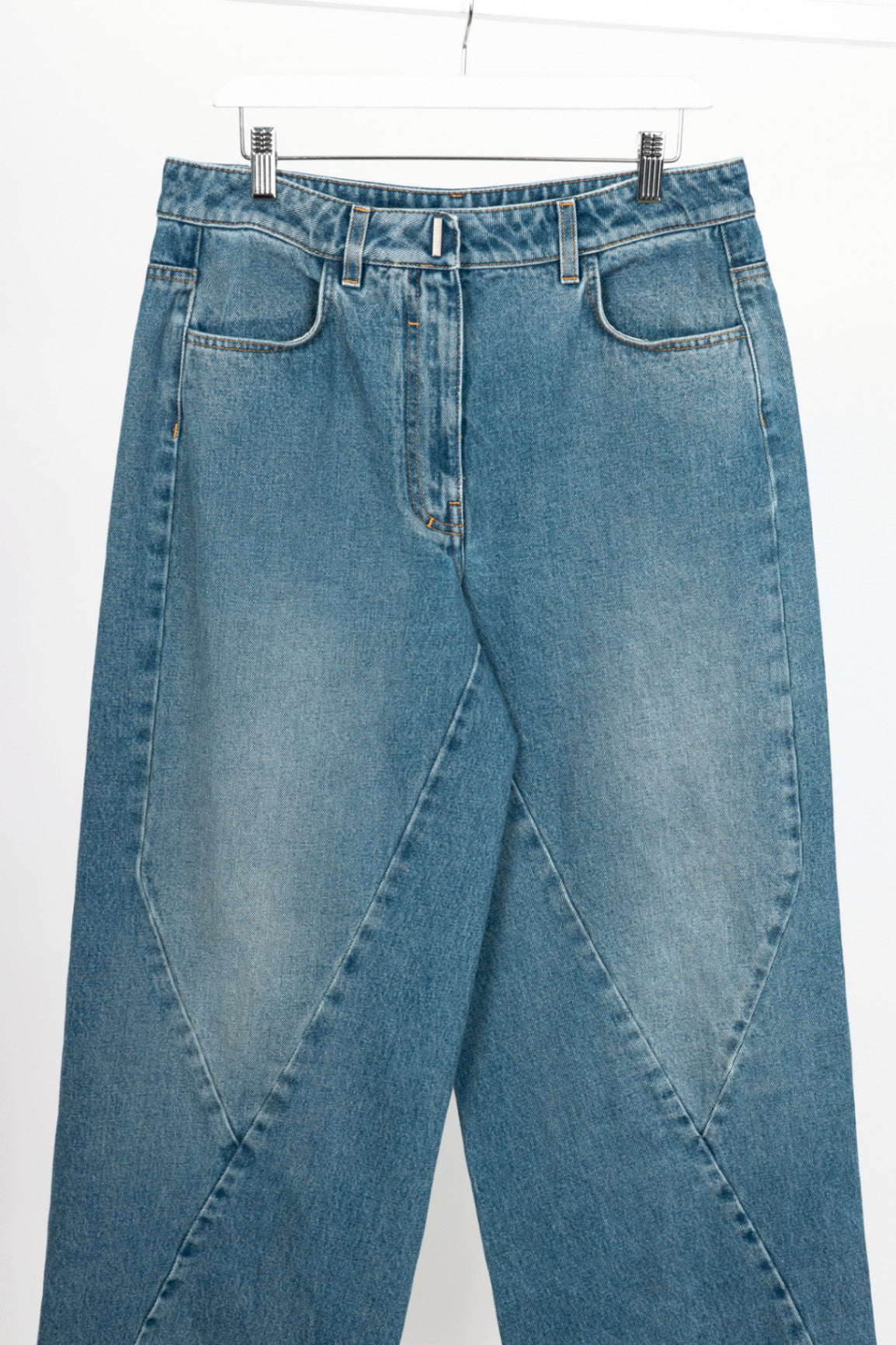 Givenchy Blue Oversized Stitched-Detail Jeans