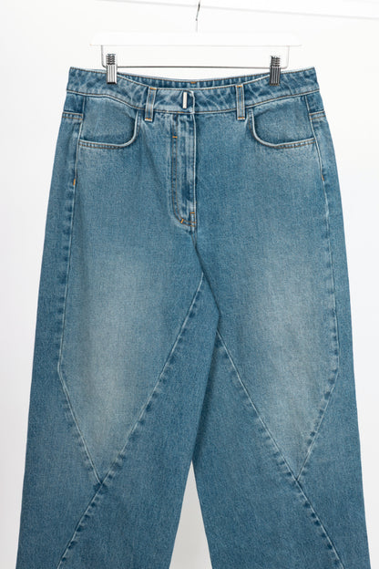 Givenchy Blue Oversized Stitched-Detail Jeans