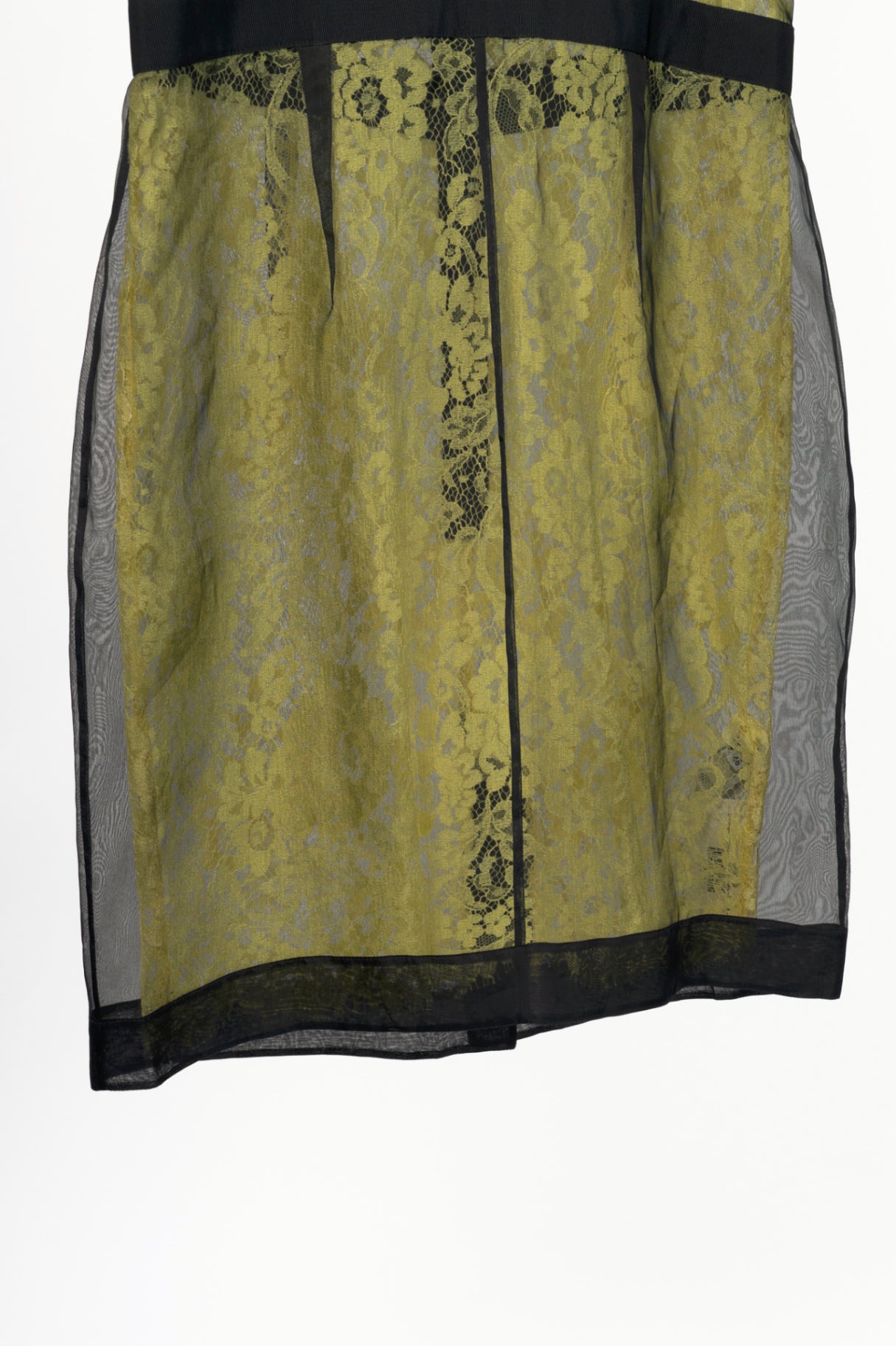 D&G Dolce & Gabbana Yellow Organza & Lace Silk Sheath Dress