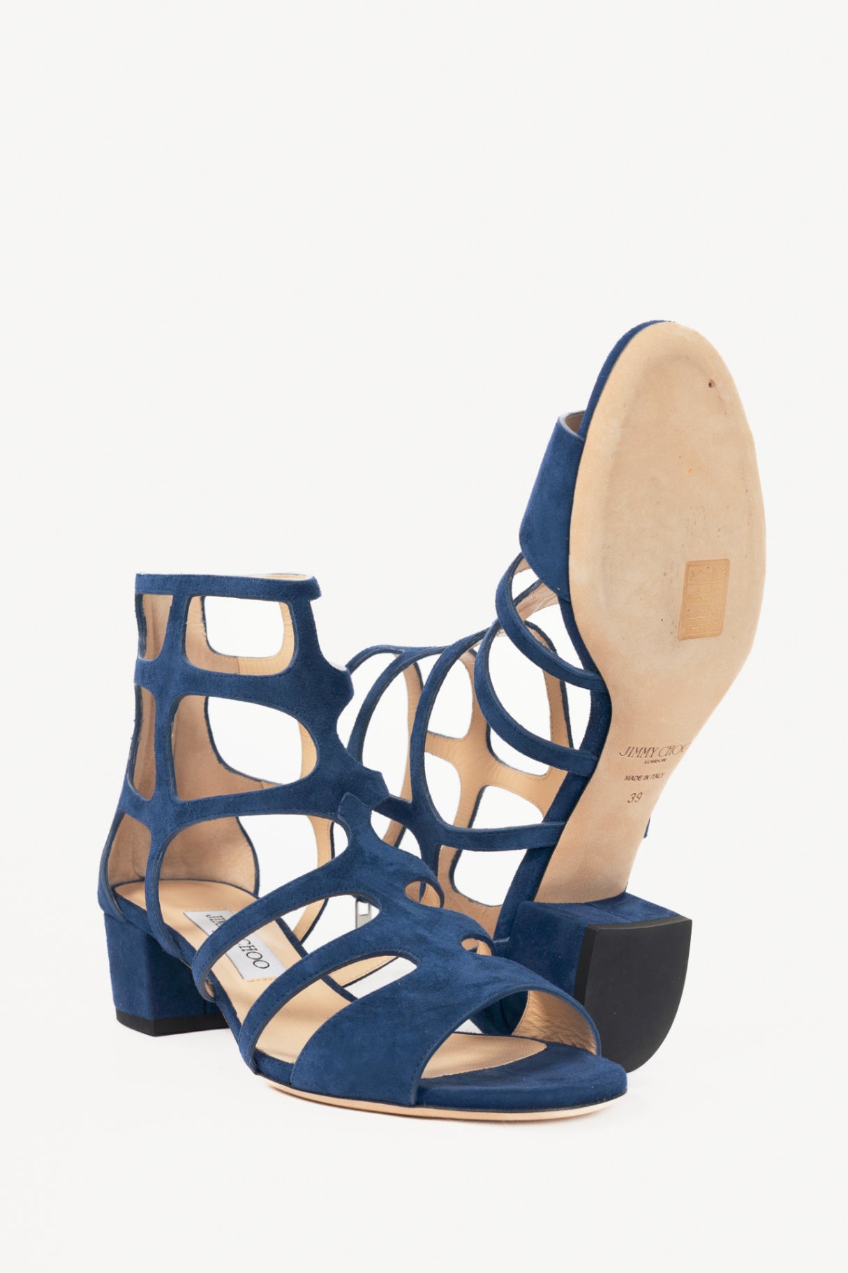 Jimmy Choo Ren 35 Pacific Suede Cage Sandals