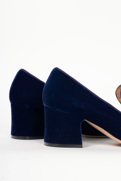 Gianvito Rossi Marcel Purple Velvet Loafer Pumps