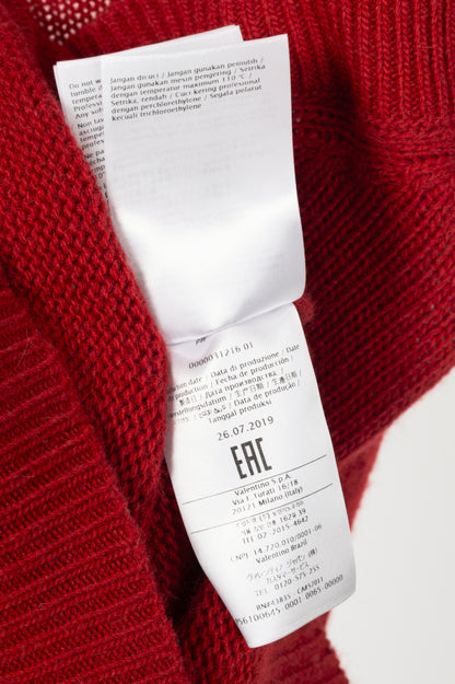 Red Valentino Red Wool-Knit Bow Off-Shoulder Sweater