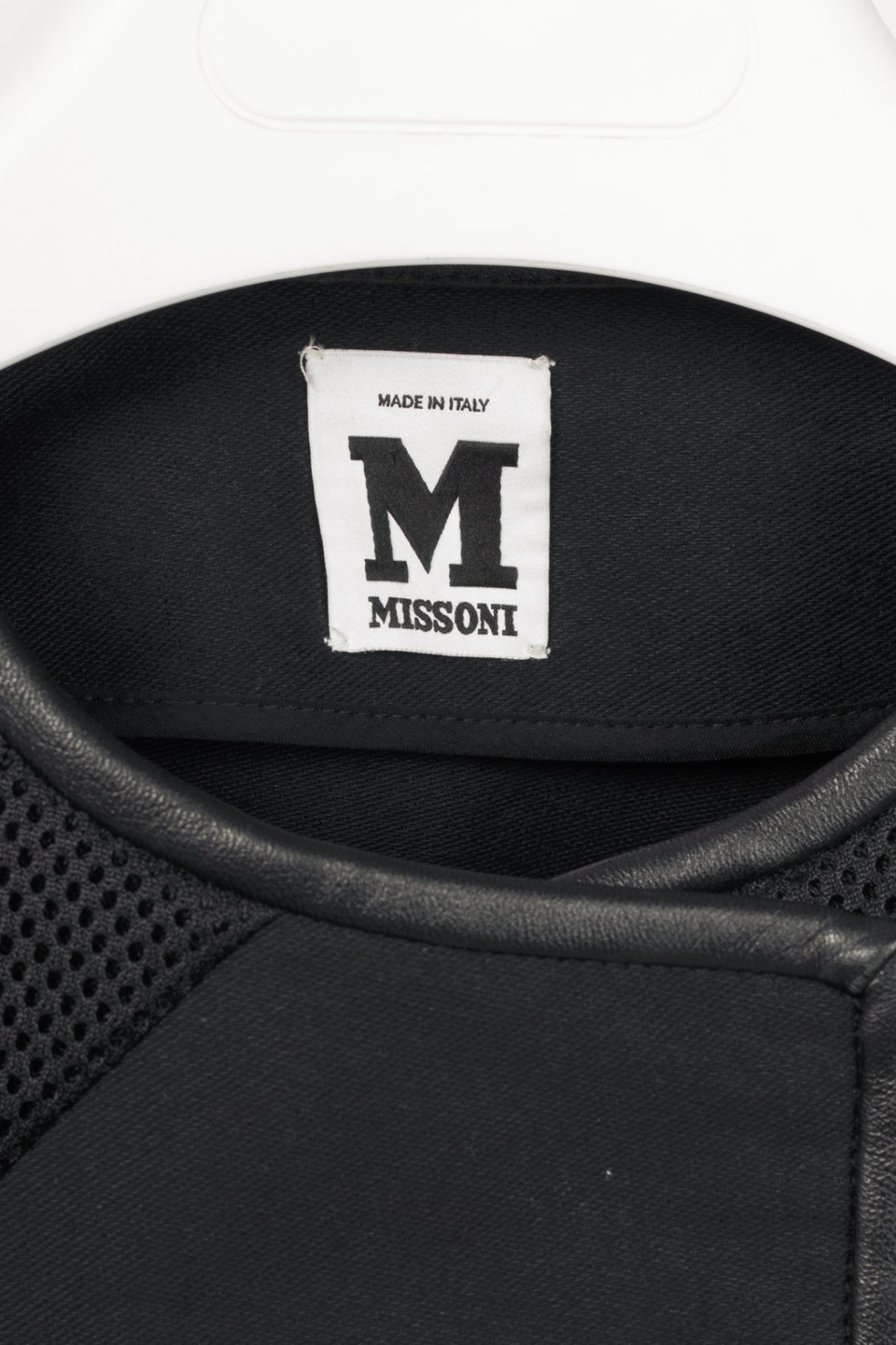 M by Missoni Black Cotton-Twill Mesh & Leather-Trim Moto Jacket