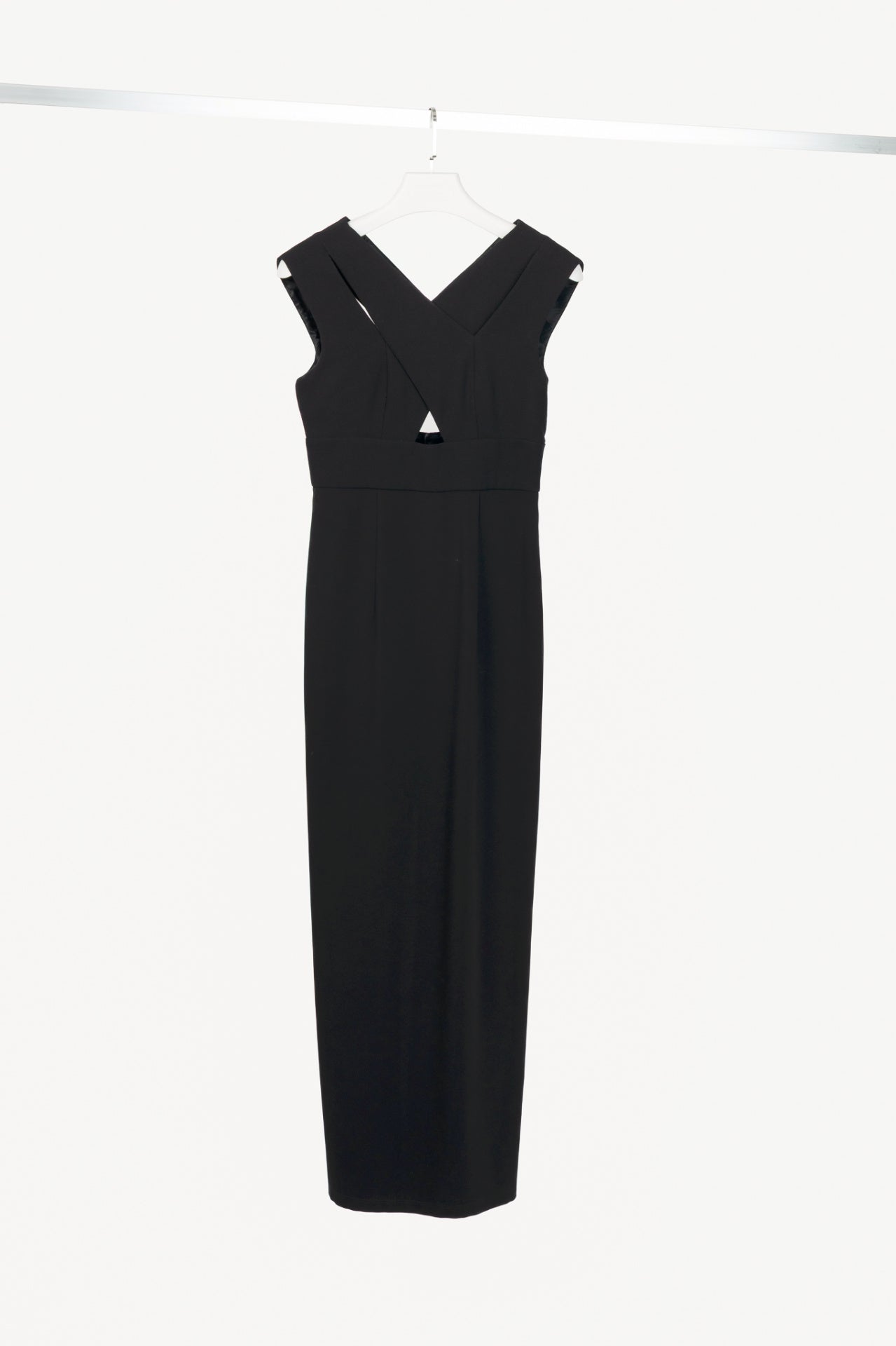 Emanuel Ungaro Black Wool Crepe Criss-Cross-Bodice Gown