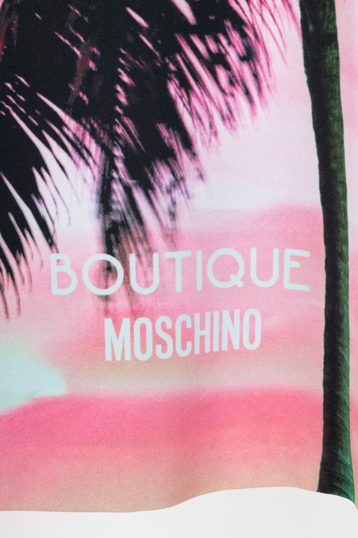 Boutique Moschino Black & Pink Palm-Tree-Print Crepe Shift Dress