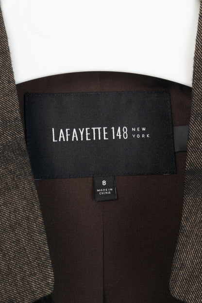 Lafayette 148 Brown Wool-Flannel Single-Breasted Blazer