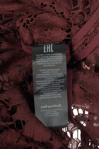 Self-Portrait AW25 Burgundy Floral Lace Midi Dress