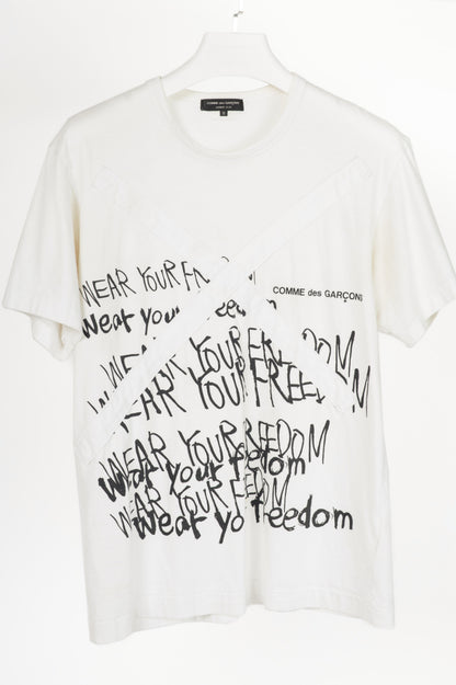 Comme des Garcons Homme Plus White Cotton Graphic T-Shirt