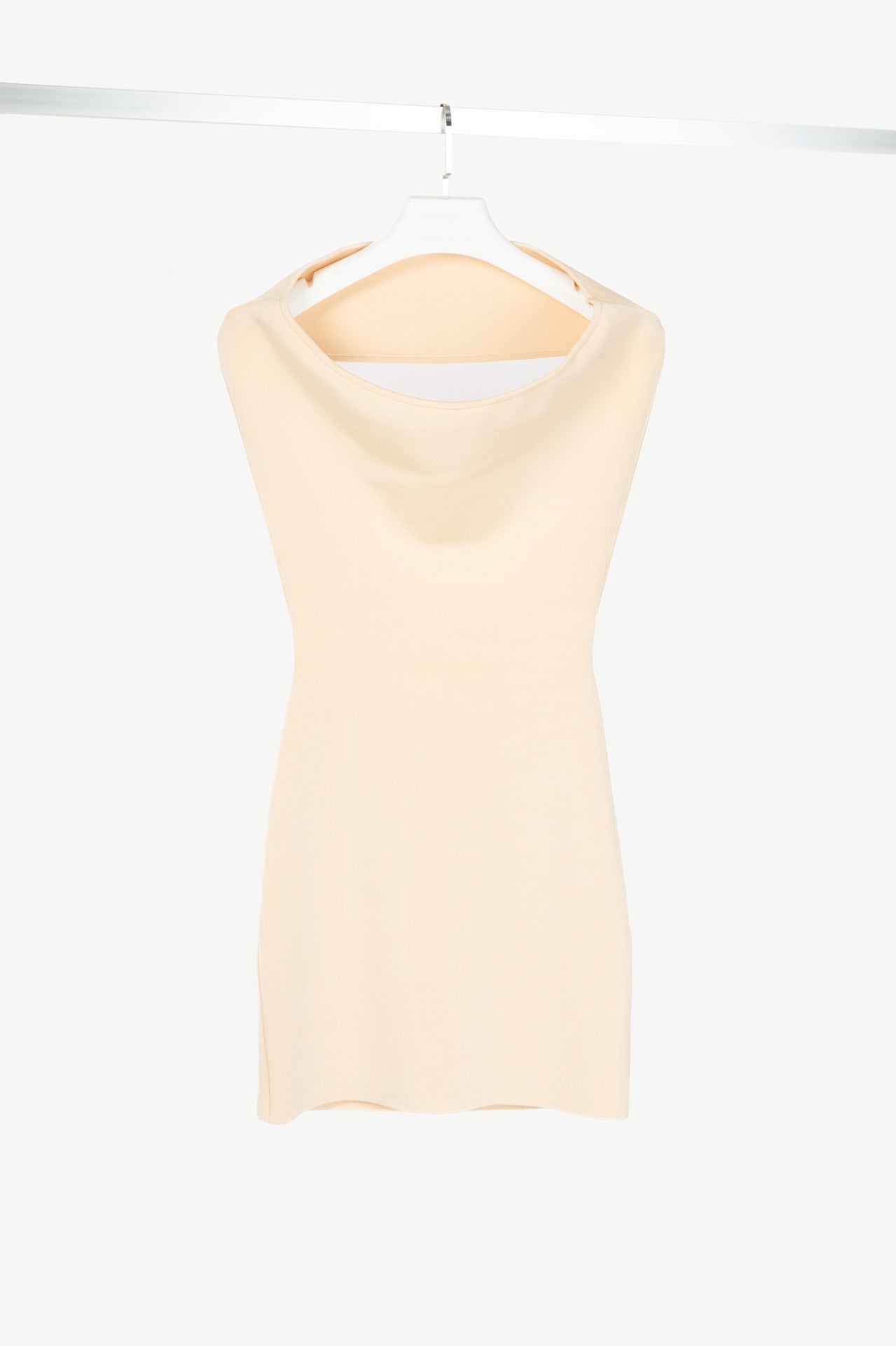 Jacquemus Cubista Pastel Yellow Off-the-Shoulder Open-Back Knit Mini Dress