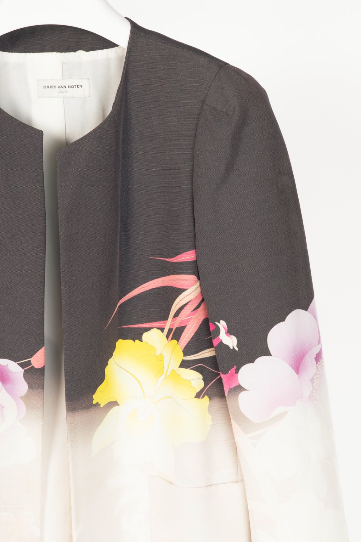 Dries Van Noten SS/11 Runway Gradient Floral Open-Front Longline Blazer 