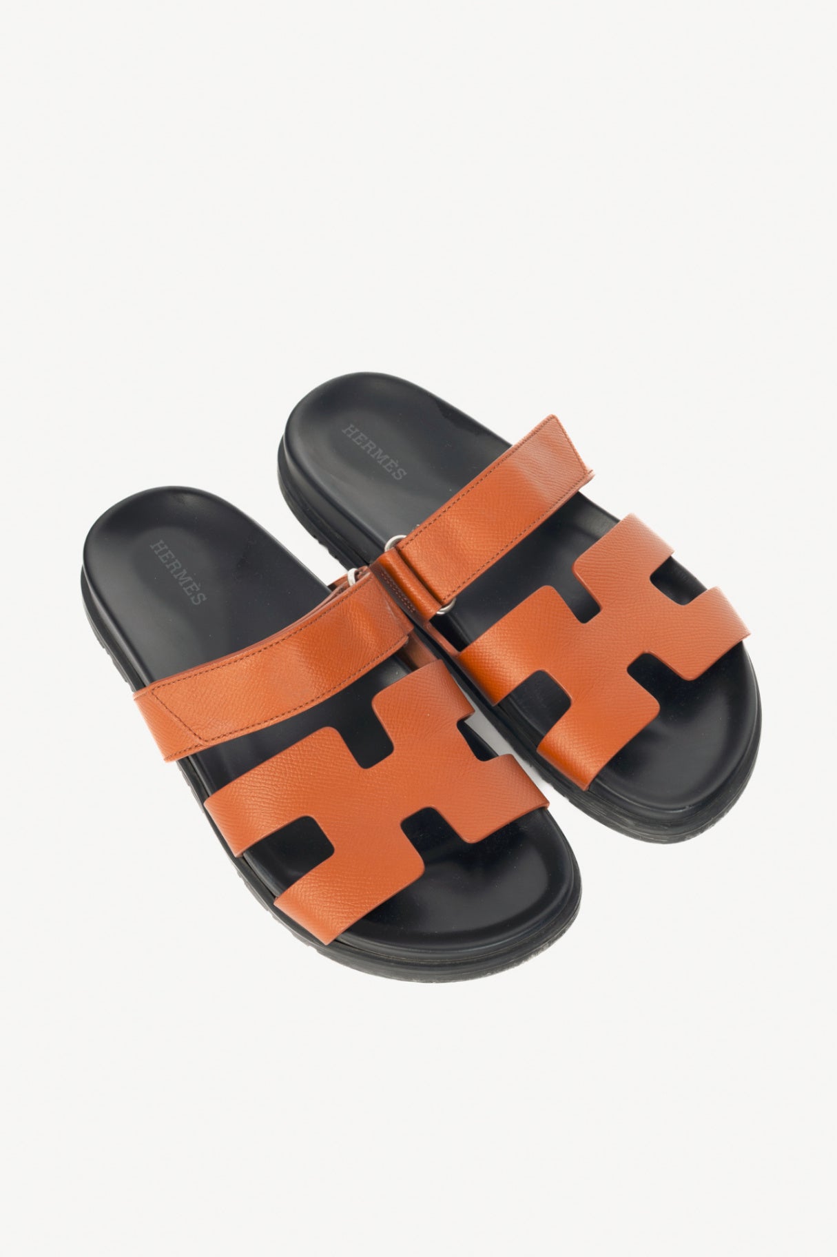 Hermes Chypre Brown Leather H-Motif Mule Sandals