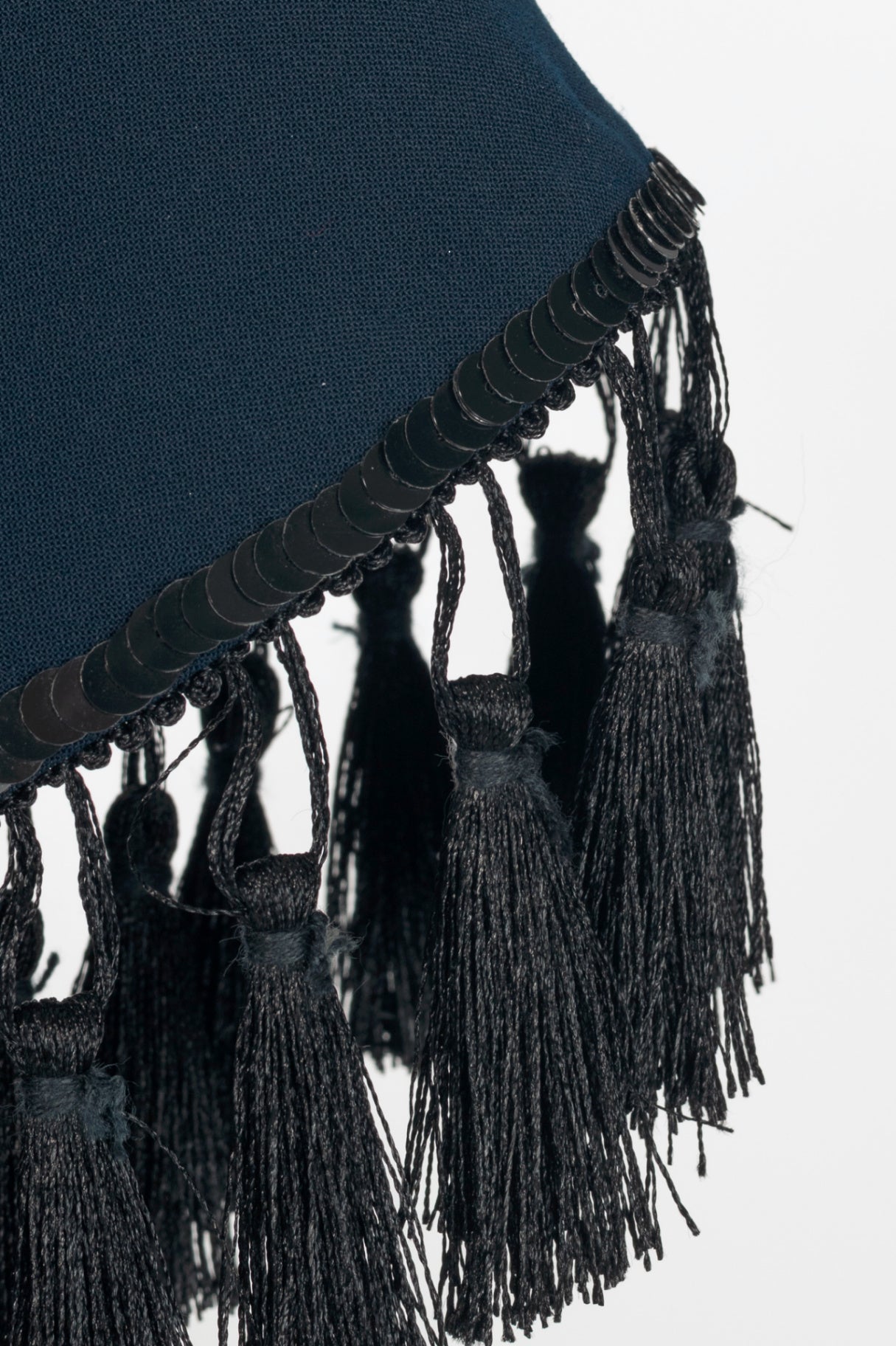 Sachin & Babi Navy Crepe Sequin Tassel Mermaid Midi Dress