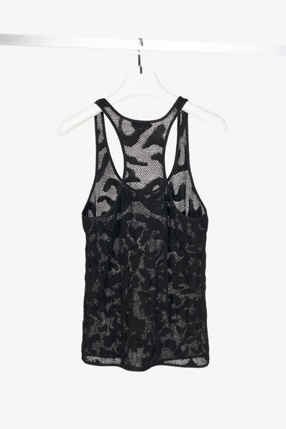 Tom Ford Black Cotton-Blend Spotted Crochet Knit Tank