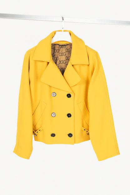Dolce & Gabbana Yellow Crepe Double-Breasted Jacket