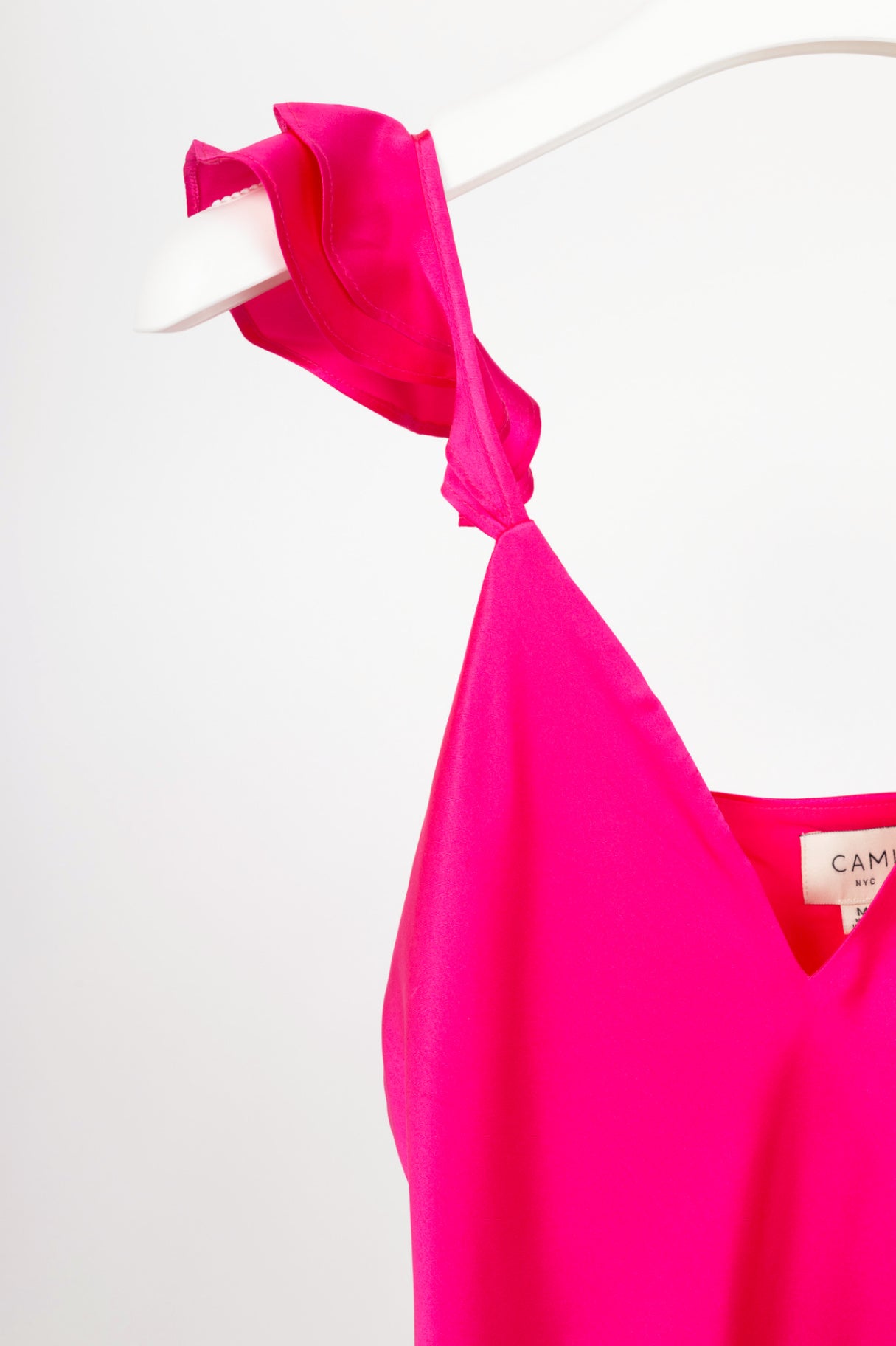 CAMI NYC Damaris Neon Pink Silk-Charmeuse Ruffle Camisole