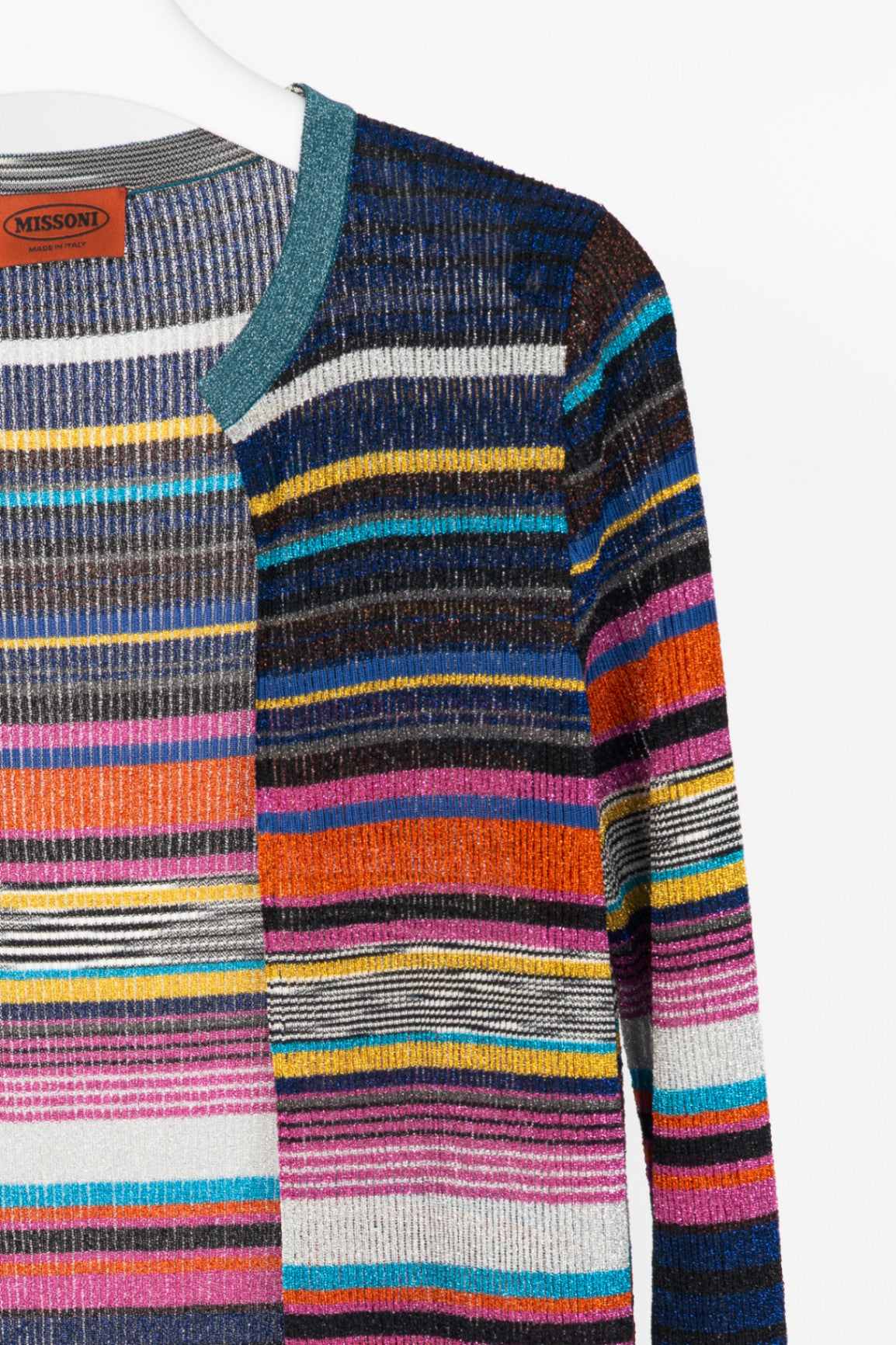 Missoni Blue-Multi Striped Lame-Knit Duster