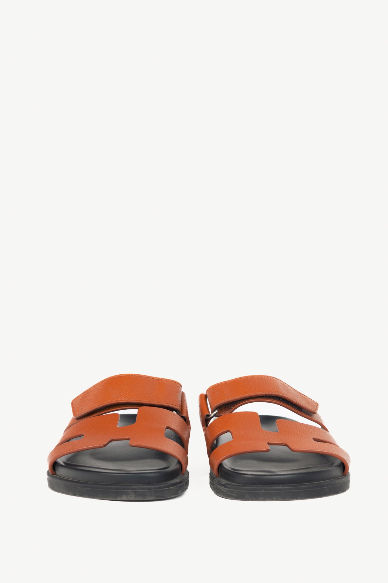 Hermes Chypre Brown Leather H-Motif Mule Sandals