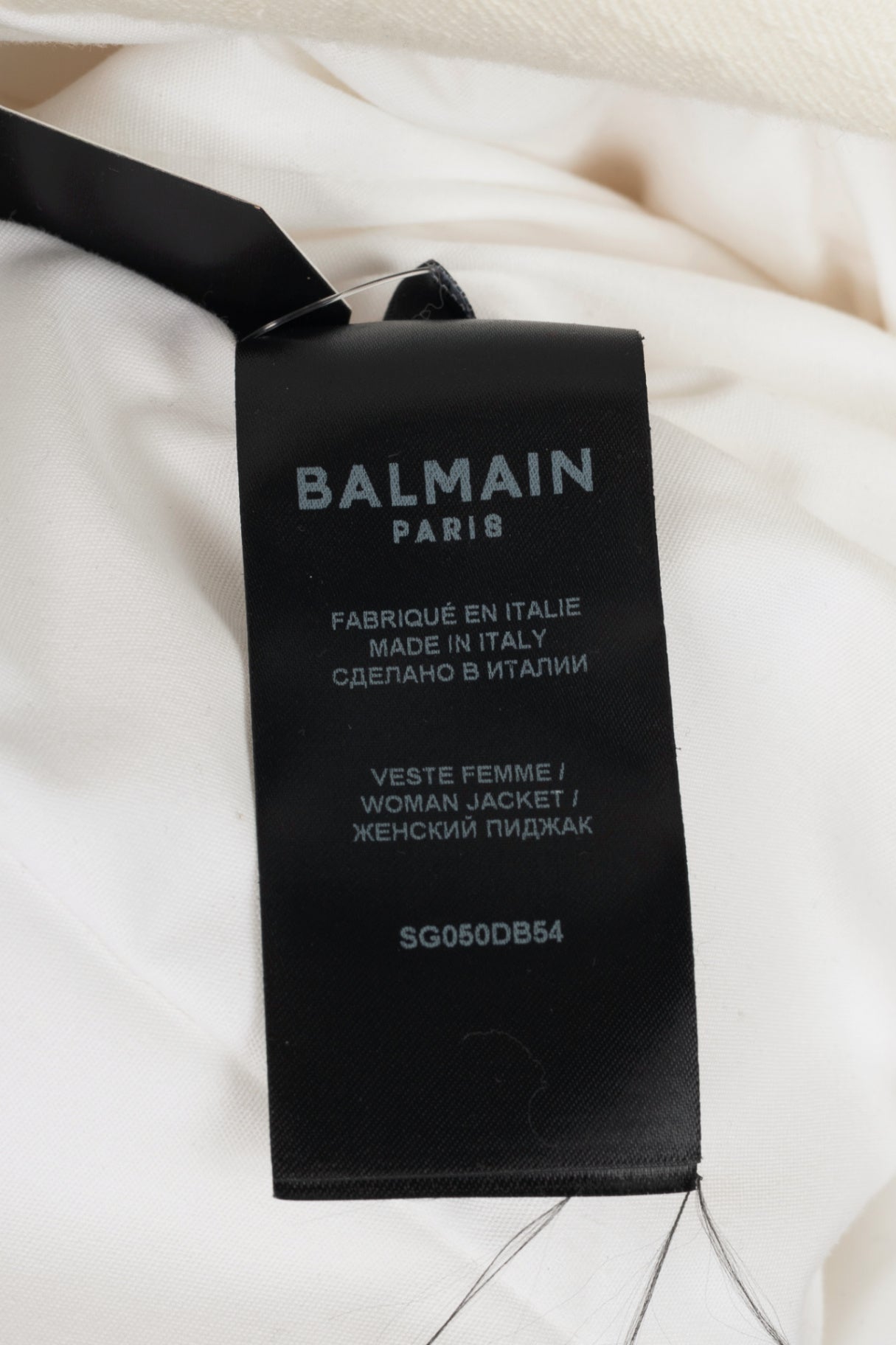 Balmain White Belted Monogram Denim Blazer