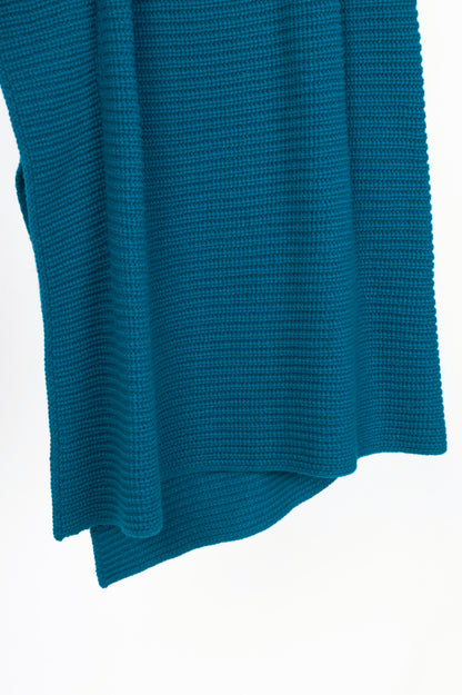 Sacai AW20 Runway Blue Wool Ribbed-Knit Asymmetrical Midi Skirt