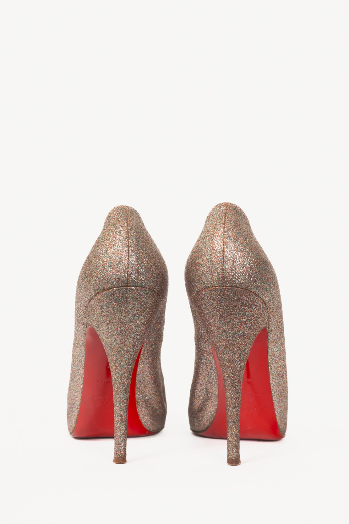 Christian Louboutin Mini Titi 100 Gold Glitter Peep-Toe Heels