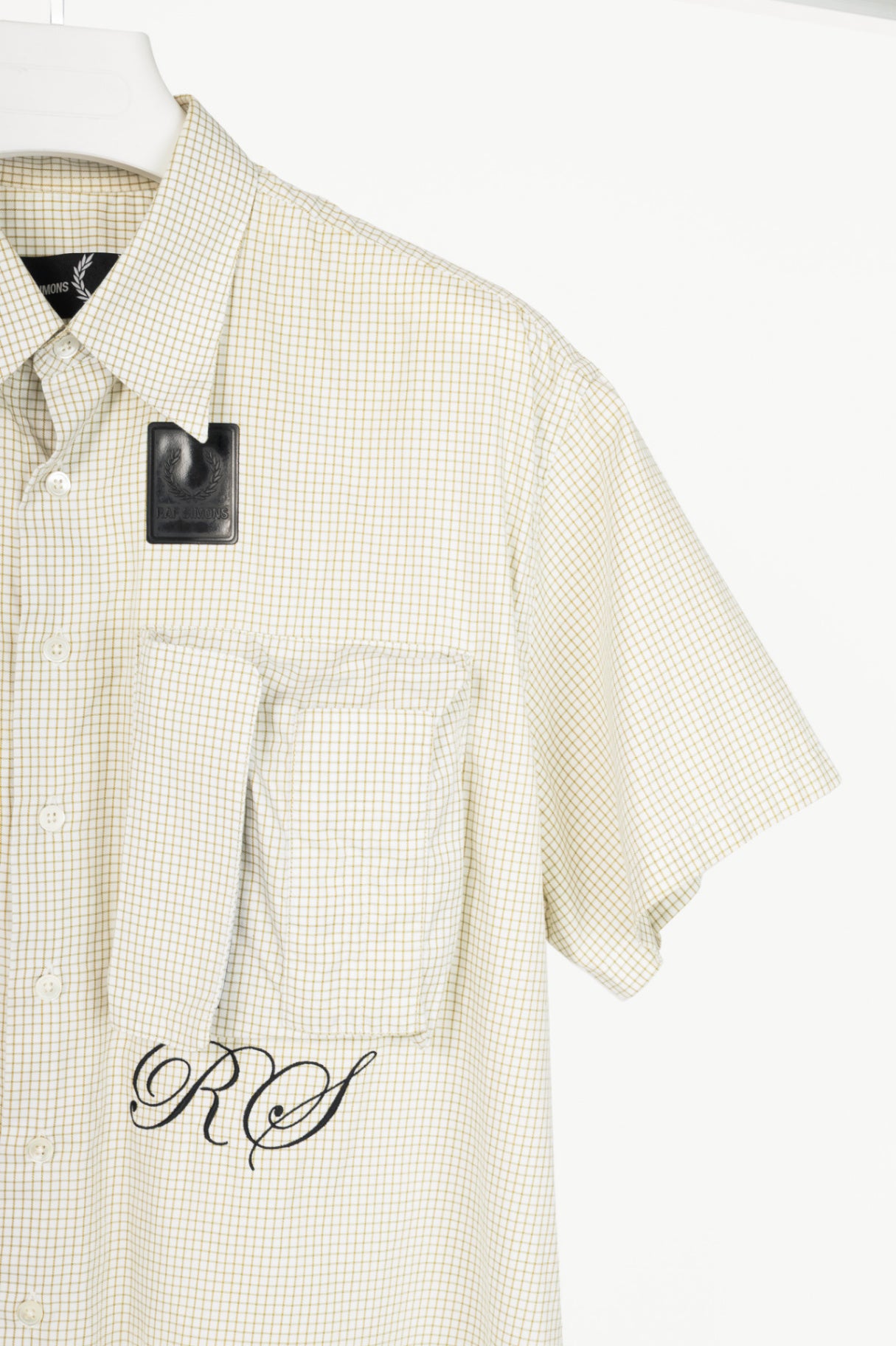 Raf Simons x Fred Perry SS20 White Check Space Pocket Shirt