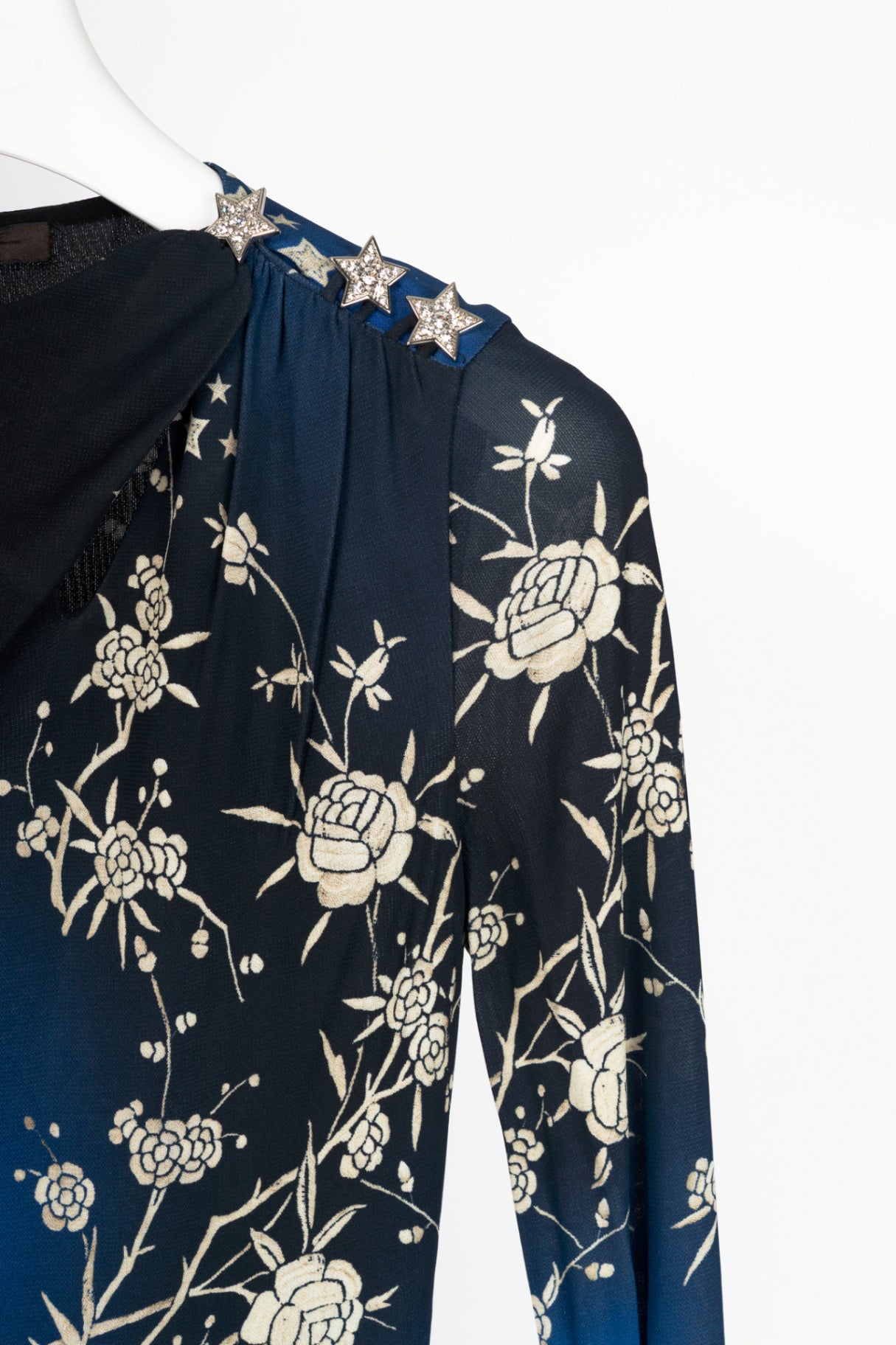 Roberto Cavalli PF15 Blue & Black Star-Print Bodycon Dress