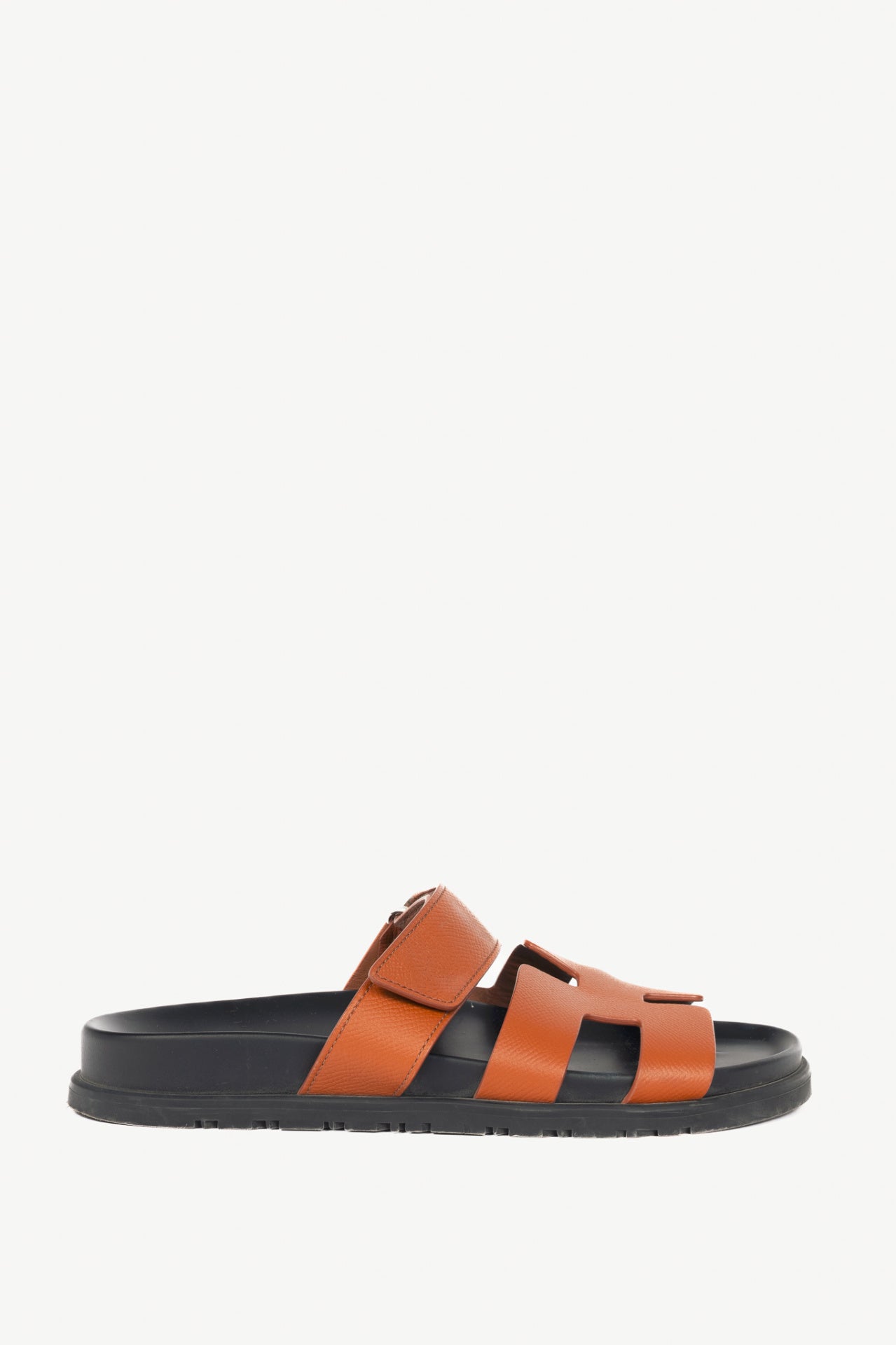 Hermes Chypre Brown Leather H-Motif Mule Sandals