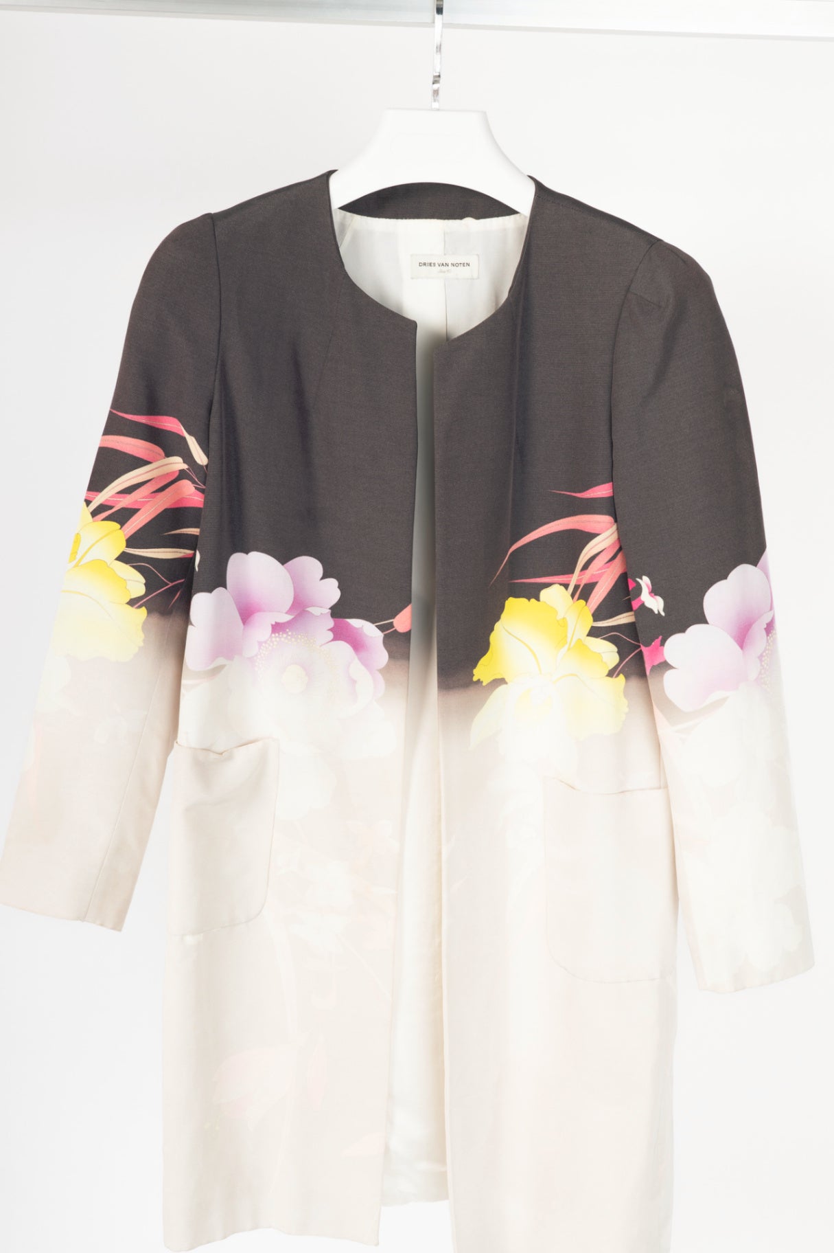 Dries Van Noten SS/11 Runway Gradient Floral Open-Front Longline Blazer 