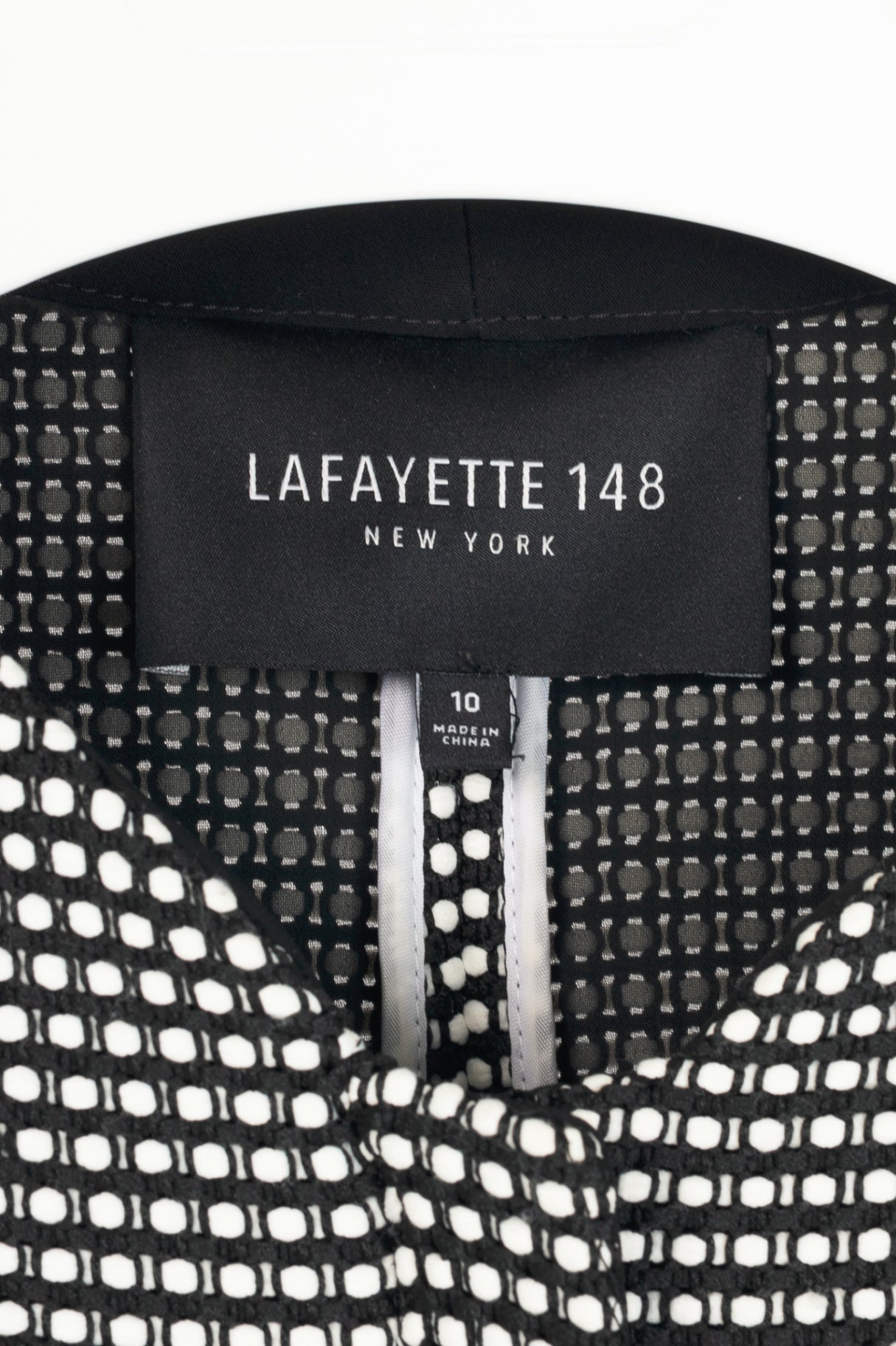 Lafayette 148 Black & White Grid Dotted-Jacquard Zip Jacket