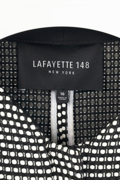 Lafayette 148 Black & White Grid Dotted-Jacquard Zip Jacket