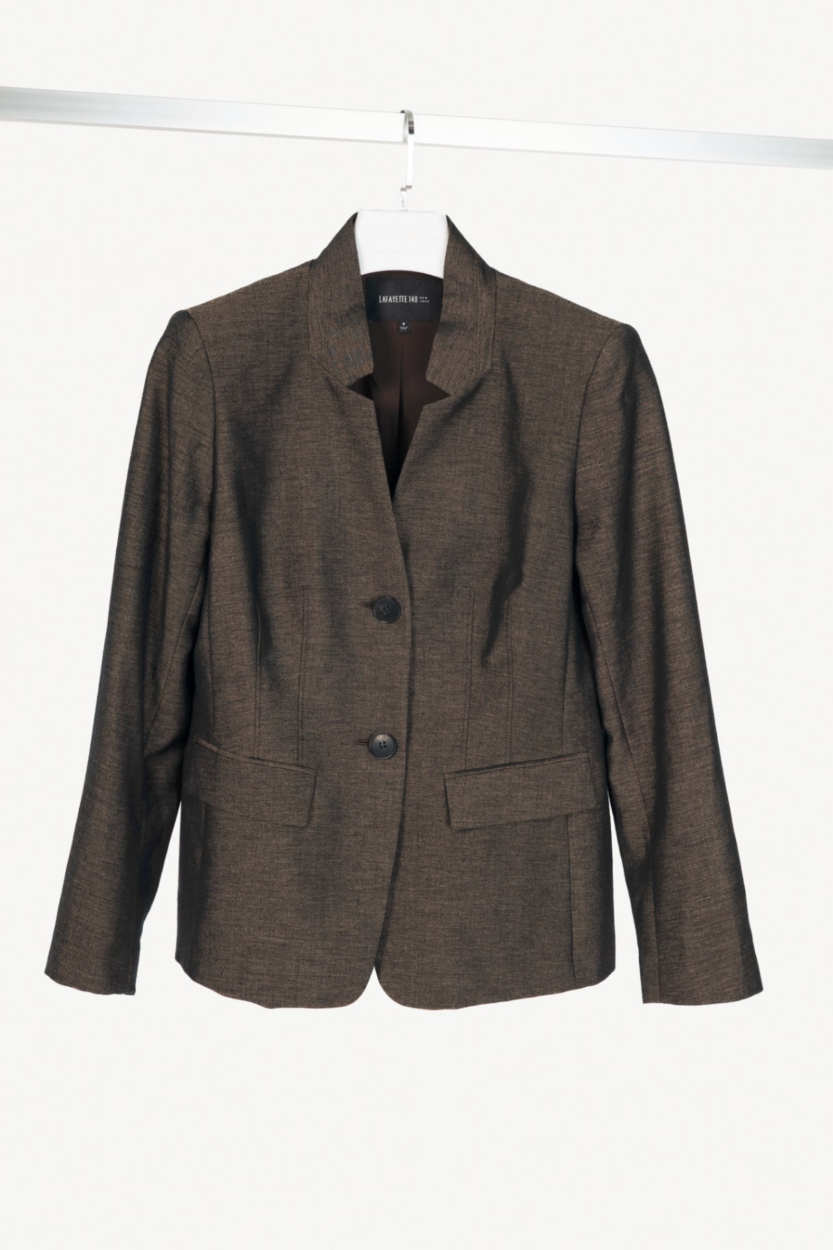 Lafayette 148 Brown Wool-Flannel Single-Breasted Blazer