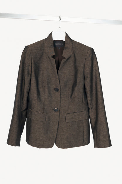 Lafayette 148 Brown Wool-Flannel Single-Breasted Blazer