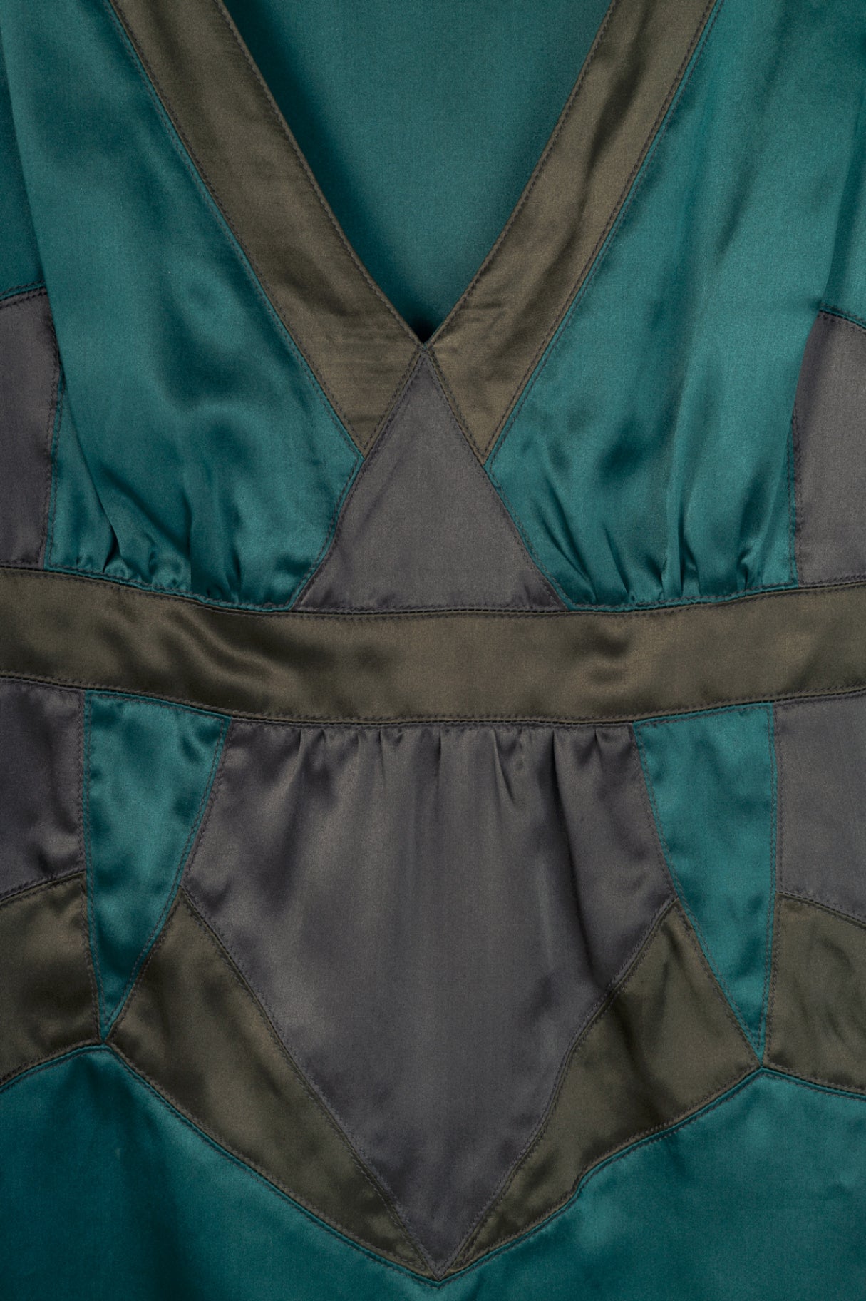 Proenza Schouler SS07 Teal Panelled Silk-Charmeuse Tank