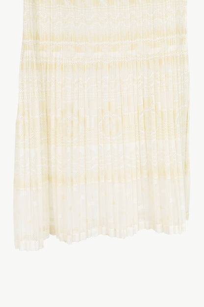 Pleats Please Issey Miyake White Geometric Mesh Midi Skirt