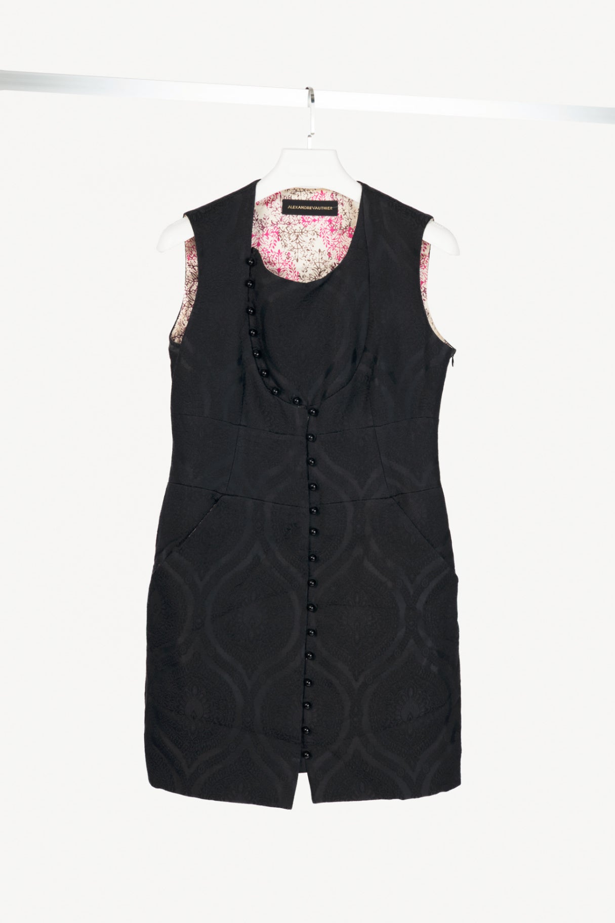 Alexandre Vauthier Black Baroque-Jacquard Sheath Dress