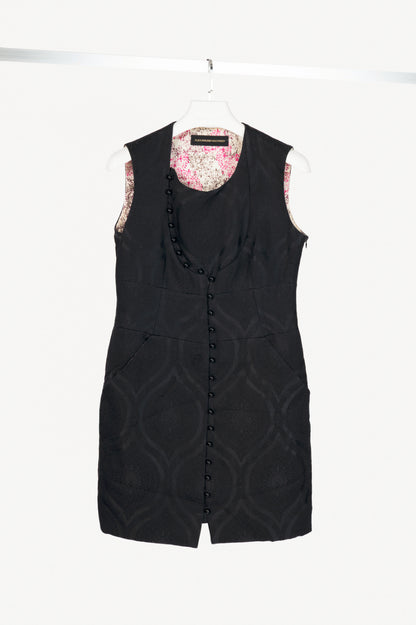 Alexandre Vauthier Black Baroque-Jacquard Sheath Dress
