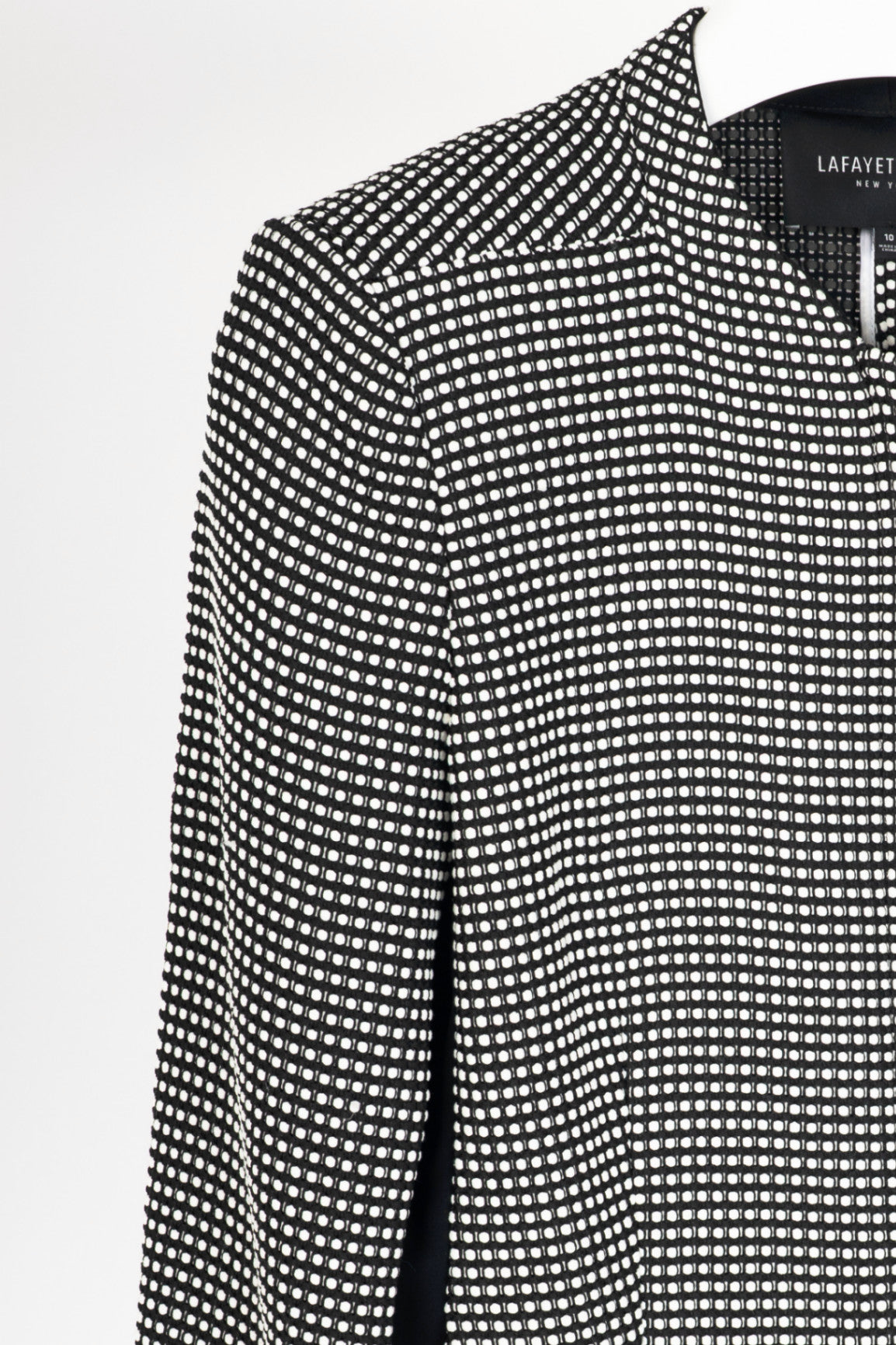 Lafayette 148 Black & White Grid Dotted-Jacquard Zip Jacket