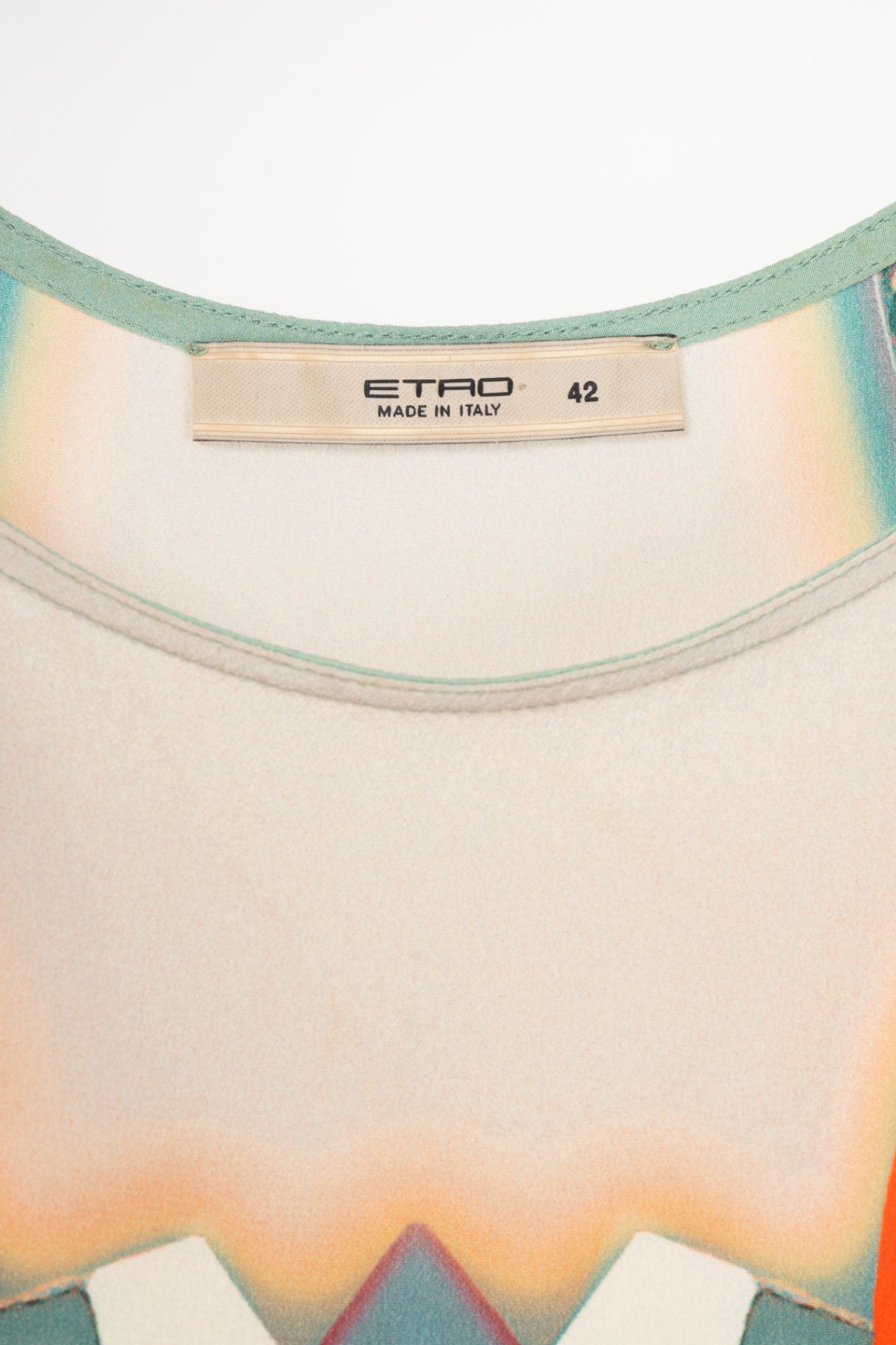 Etro Blue-Multi Geometric-Print Silk Crepe de Chine Tank