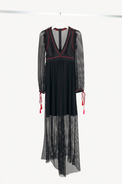 Philosophy Di Lorenzo Serafini Black Crochet Braided-Trim Maxi Dress