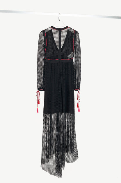 Philosophy Di Lorenzo Serafini Black Crochet Braided-Trim Maxi Dress