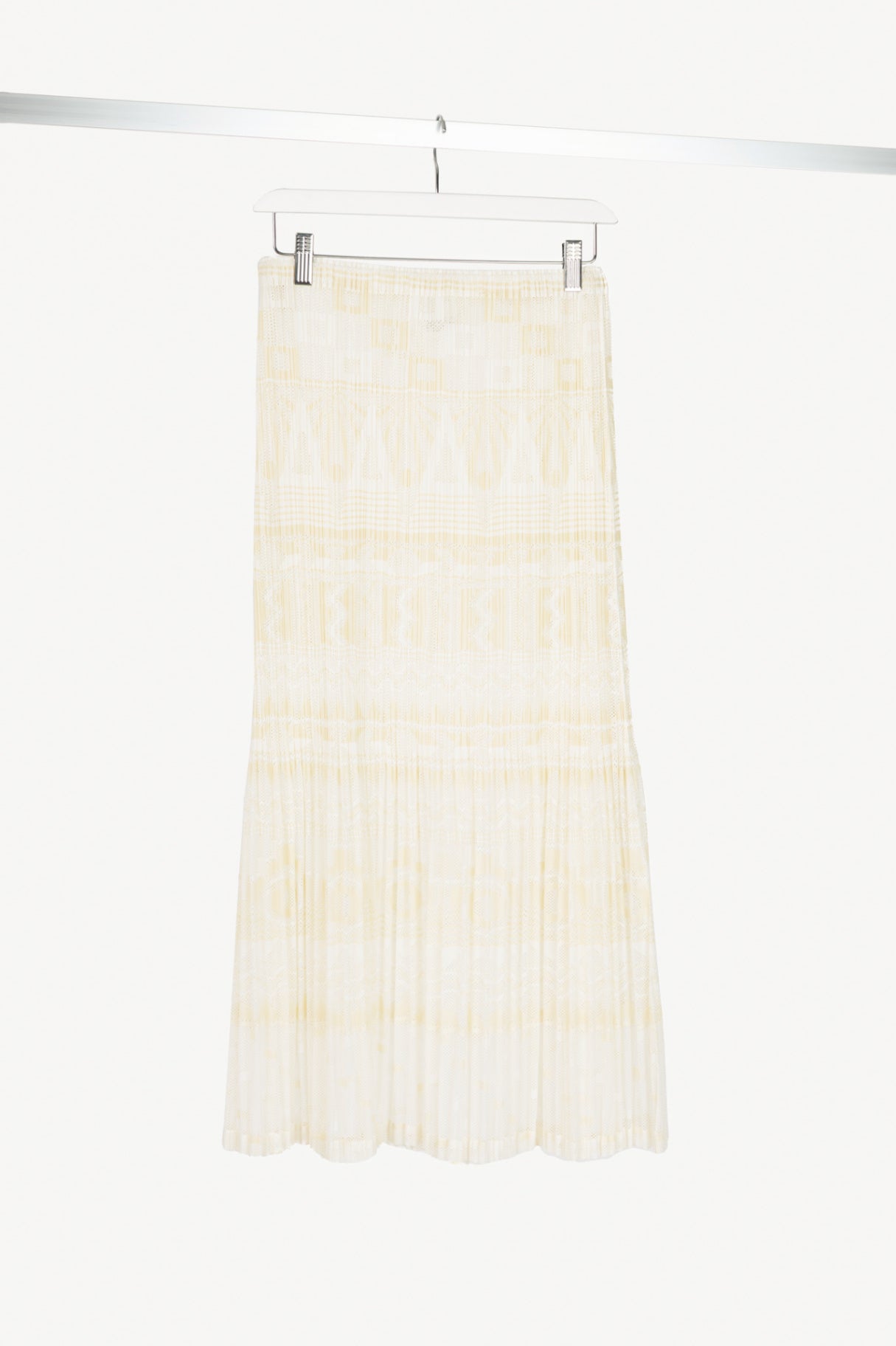 Pleats Please Issey Miyake White Geometric Mesh Midi Skirt