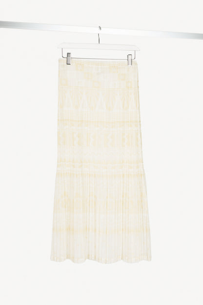 Pleats Please Issey Miyake White Geometric Mesh Midi Skirt