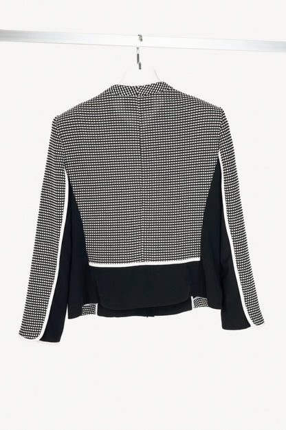 Lafayette 148 Black & White Grid Dotted-Jacquard Zip Jacket