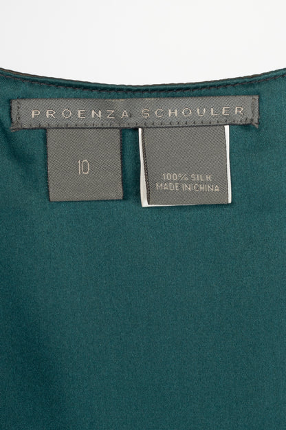 Proenza Schouler SS07 Teal Panelled Silk-Charmeuse Tank